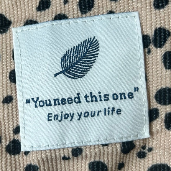 “You Need This One” Enjoy Your Life Spotted Tan/Black Corduroy Tote/Shopping Bag - Picture 8 of 8